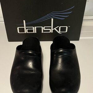Dansko Black Leather Mules